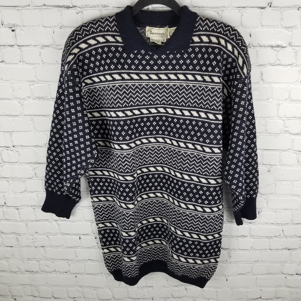 SPANNER | vintage wool knit bubble sleeve collared sweater dress